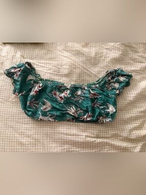 Teal Floral Off-Shoulder Crop Top